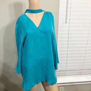 NWT SANDRO Elegant Teal All Silk Top
